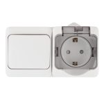 Блок переключатель и розетка Systeme Electric Этюд одноклавишный накладной белый (BPA16-246B)