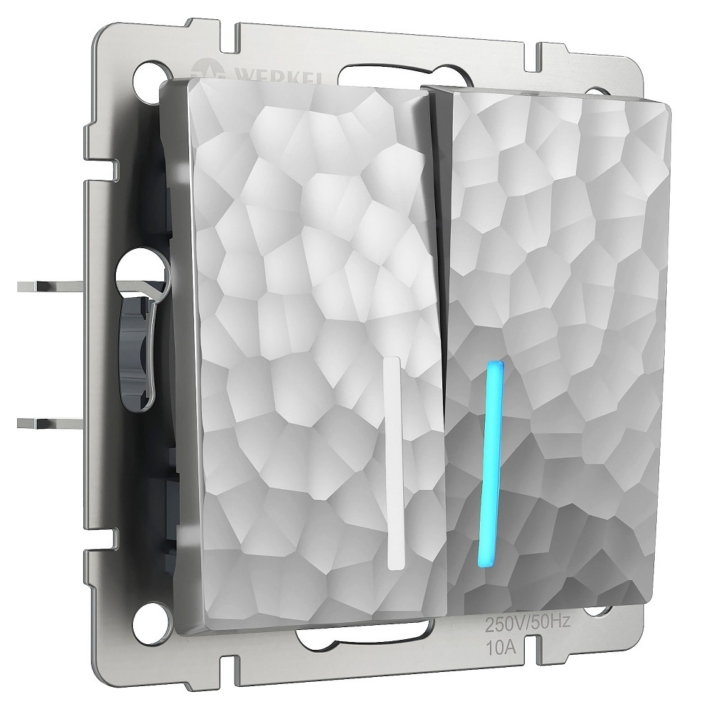 original-24513.jpg Выключатель Werkel двухклавишный встраиваемый серебряный с подсветкой (a052085) — изображение 1