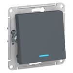 Переключатель Systeme Electric AtlasDesign одноклавишный встраиваемый грифель с подсветкой (ATN000763)