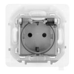 Розетка Legrand Inspiria встраиваемая алюминий со шторками с крышкой (673742)