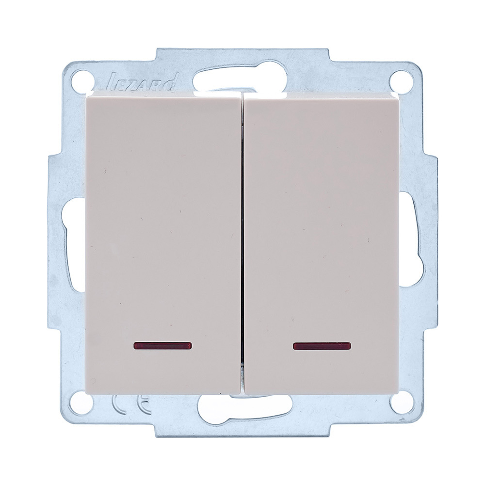 original-26251.jpg Выключатель Lezard Vesna двухклавишный встраиваемый крем с подсветкой (742-0388-112) — изображение 1