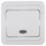 Выключатель Makel Mimoza одноклавишный встраиваемый белый с подсветкой (12021)