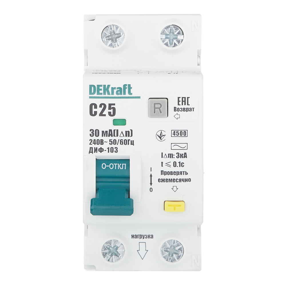 original-26775.jpg Автомат дифференциальный Dekraft ДИФ-103 25А 1P+N тип AC 30 мА 4,5 кА компактный (16054DEK) — изображение 1