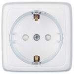 Розетка Hegel Alfa накладная белая тонкая со шторками (РА16-174)