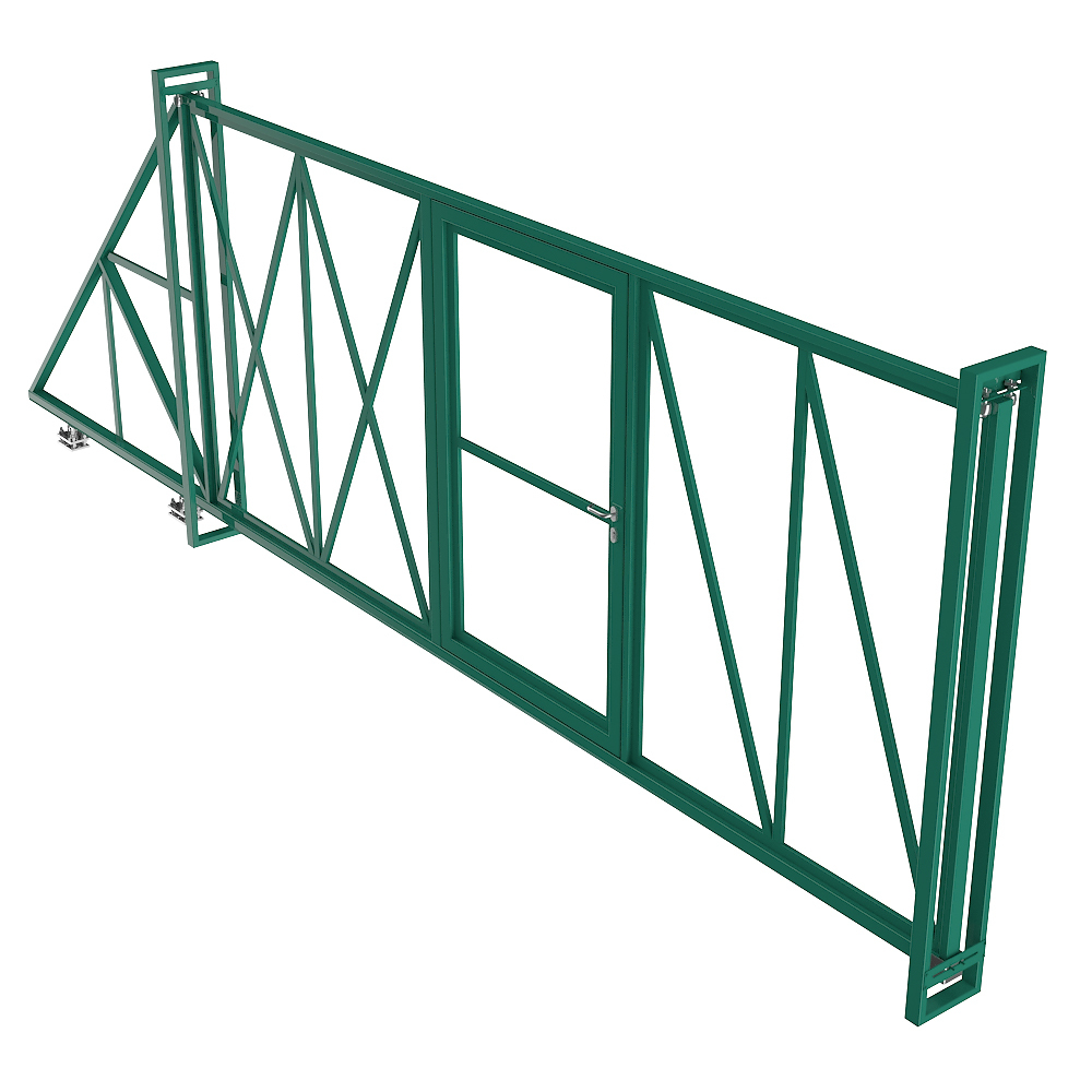 original-2786.jpg Ворота откатные каркас с комплектом под автоматику Премиум 4х2 м с калиткой зеленые RAL 6005 правые — изображение 1