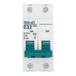 Автоматический выключатель модульный Dekraft BA-103 2P 32А тип C 6 кА 230/400 В (12292DEK)