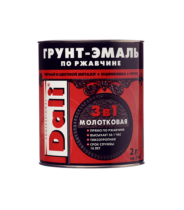 original-29659.jpg Грунт-эмаль по ржавчине 3в1 Dali зеленая молотковая глянцевая 2 л — изображение 1
