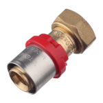 Соединитель прямой Tiemme с накидной гайкой под евроконус 20(пресс) х 1/2 ВР(г)