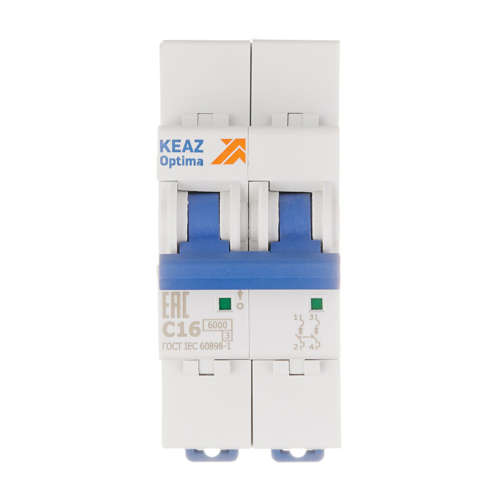 original-29860.jpg Автоматический выключатель модульный КЭАЗ OptiDin 2P 16А тип C 6 кА 220 В (260599) — изображение 1