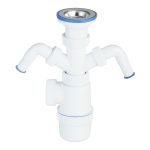 Сифон для раковины и мойки Wirquin Virplast 1 1/2х40 мм с выпуском d70 мм с двойным отводом (30986144)