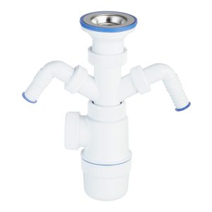 Сифон для раковины и мойки Wirquin Virplast 1 1/2х40 мм с выпуском d70 мм с двойным отводом (30986144)