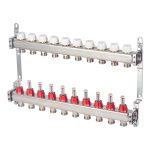 Коллекторная группа с расходомерами нержавеющая сталь Stout 1 ВР(г) х 10 выходов 3/4 НР(ш) ЕК х 1 ВР(г)