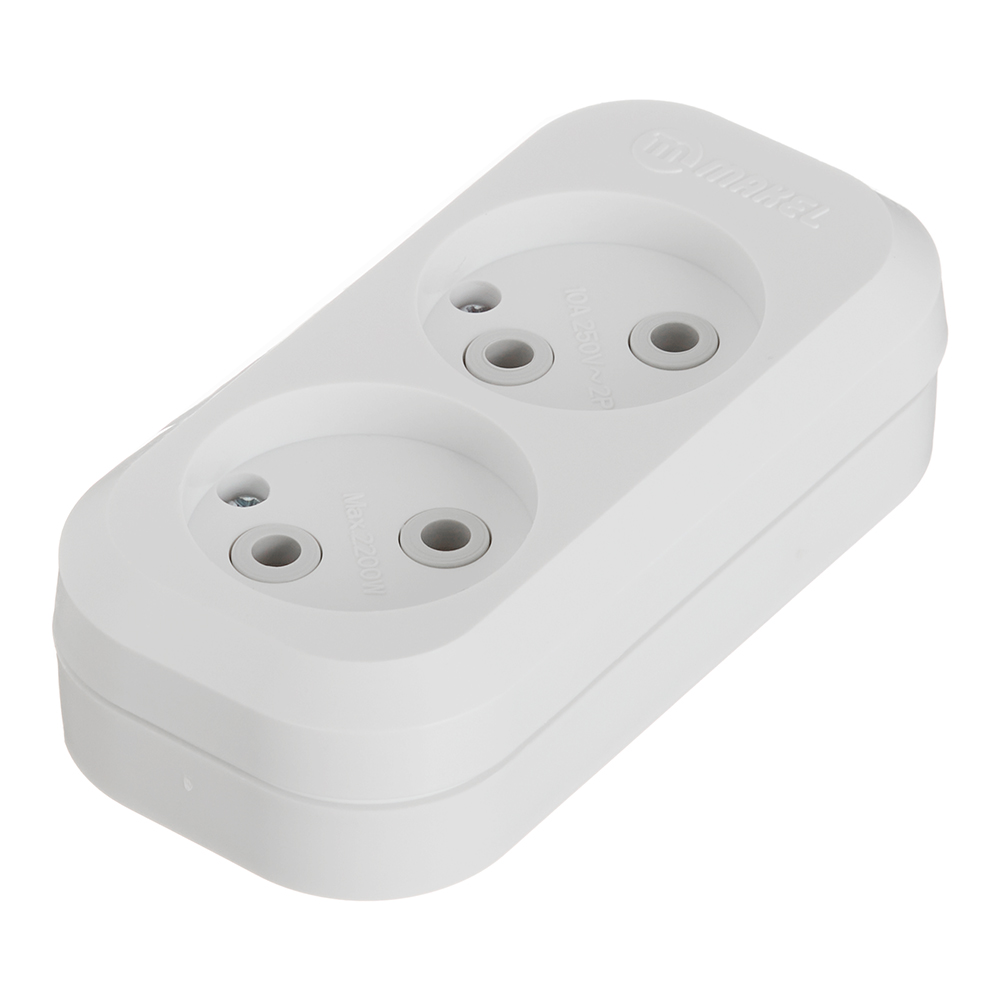 original-30050.jpg Колодка электрическая 2 розетки Makel 10 А 250 В 2,2 кВт белая (MGP101) — изображение 1