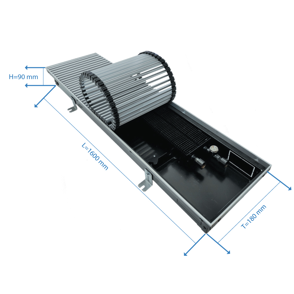 original-30126.jpg Конвектор внутрипольный Gekon Eco с 1 теплообменником 1600х180х90 мм боковое подключение — изображение 1