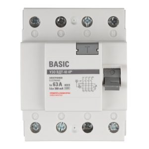 УЗО EKF Basic ВДТ-40 63А 3P+N тип AC 300 мА 4,5 кА (elcb-4-63-300e-sim)