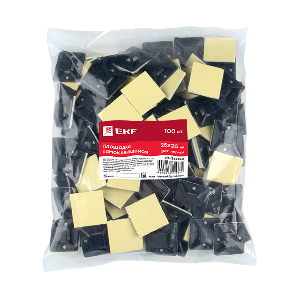 original-30809.jpg Площадка для крепления стяжек EKF PROxima 25х25 мм самоклеящаяся черная (100 шт.) (plc-25х25-b) — изображение 1