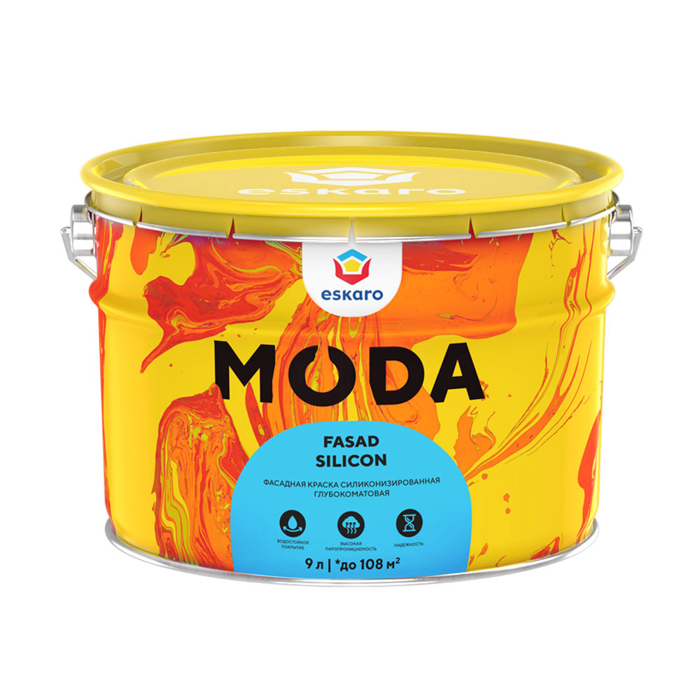 original-30904.jpg Краска фасадная Eskaro Moda силиконизированная база TR бесцветная 9 л — изображение 1