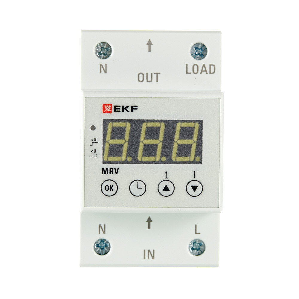 original-31039.jpg Реле напряжения модульное EKF PROxima (MRV-63A) 230 В 63 А 1P+N с дисплеем — изображение 1