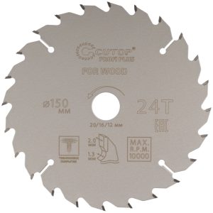 Диск пильный по дереву Cutop Profi plus 150х20/16/12х2 мм 24 зуба (75-15024Т)