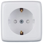 Розетка Hegel Alfa накладная белая со шторками (РА16-114)