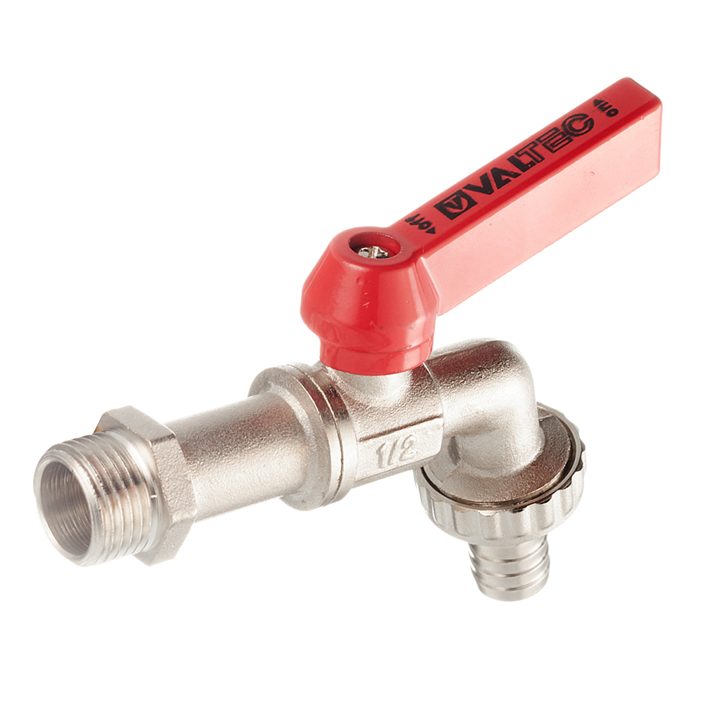 original-32302.jpg Кран шаровой латунный Valtec 1/2 НР(ш) х 1/2 НР(ш) ручка со штуцером угловой (VT.051.N.04) — изображение 1