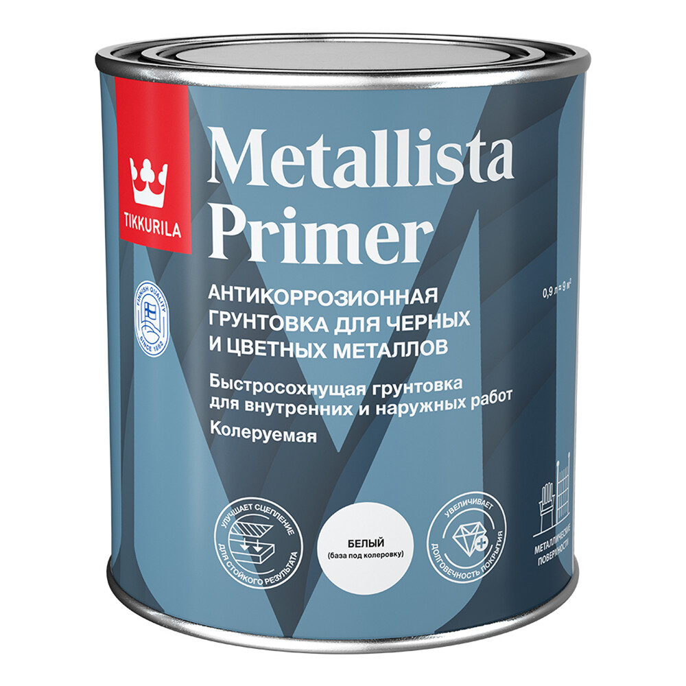 original-32327.jpg Грунт антикоррозионный Tikkurila/Tikkivala Metallista Primer белый база АP матовая 0,9 л — изображение 1