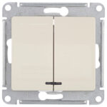 Выключатель Systeme Electric Glossa двухклавишный встраиваемый бежевый с подсветкой (GSL000253)