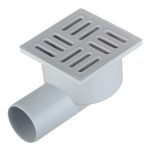 Трап душевой горизонтальный АНИ пласт с гидрозатвором 100х100 мм d50 мм пластиковая решетка (TA5104)