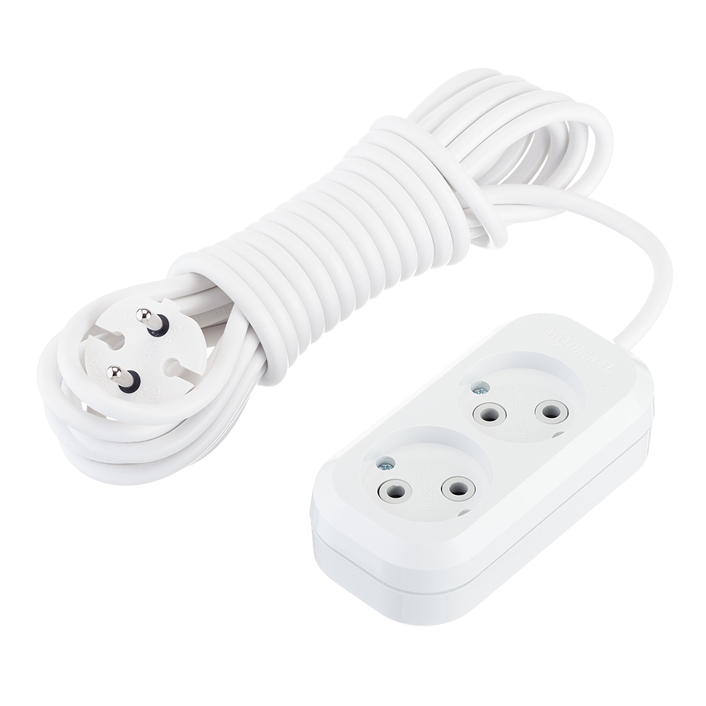 original-33114.jpg Удлинитель Makel 2 розетки 5 м ПВС 2х0,75 кв.мм 10 А 2,2 кВт белый (MGP104) — изображение 1