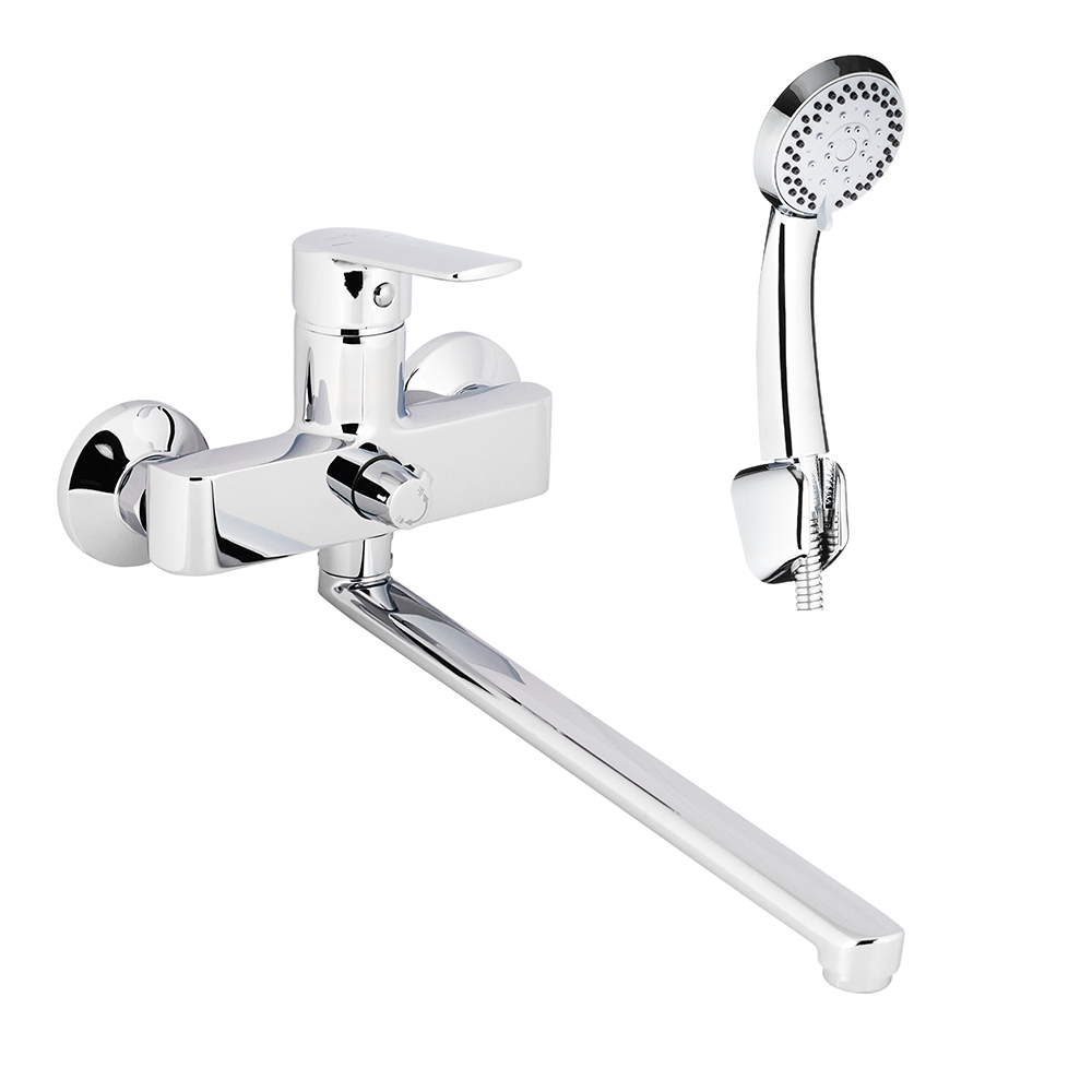 original-33154.jpg Смеситель для ванны Decoroom DR22 хром однорычажный с длинным изливом с лейкой (DR22043) — изображение 1