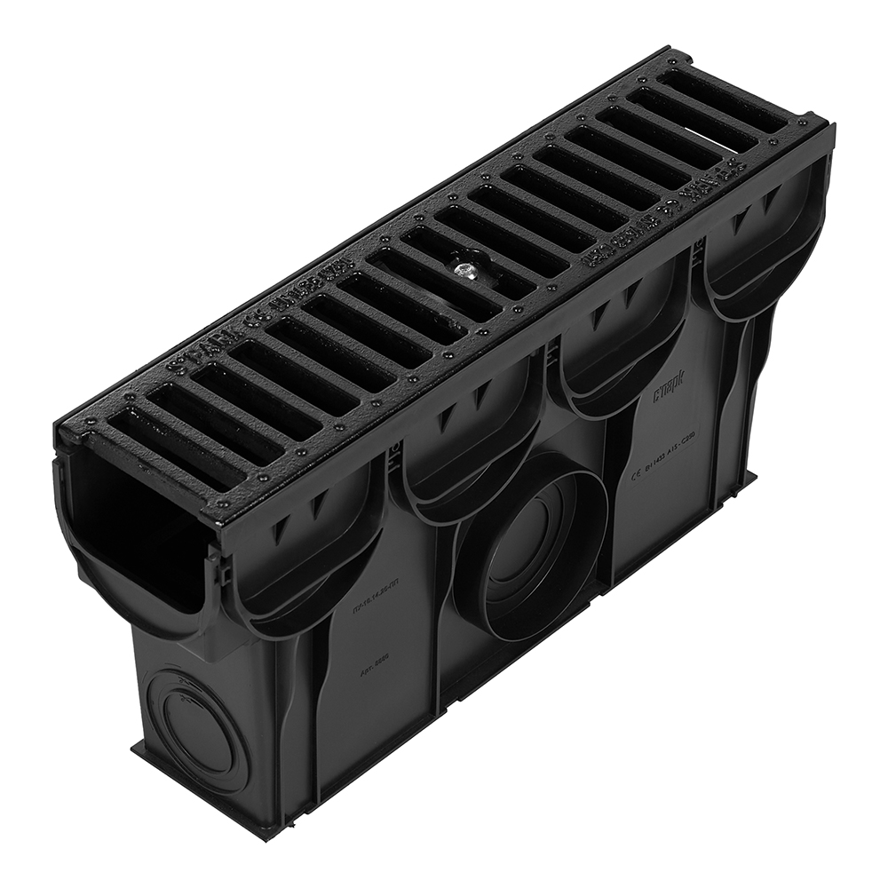 original-33547.jpg Пескоуловитель для лотка водоотводного пластиковый 500х133х250 мм Standartpark Spark 2/3 с чугунной решеткой (888033) — изображение 1