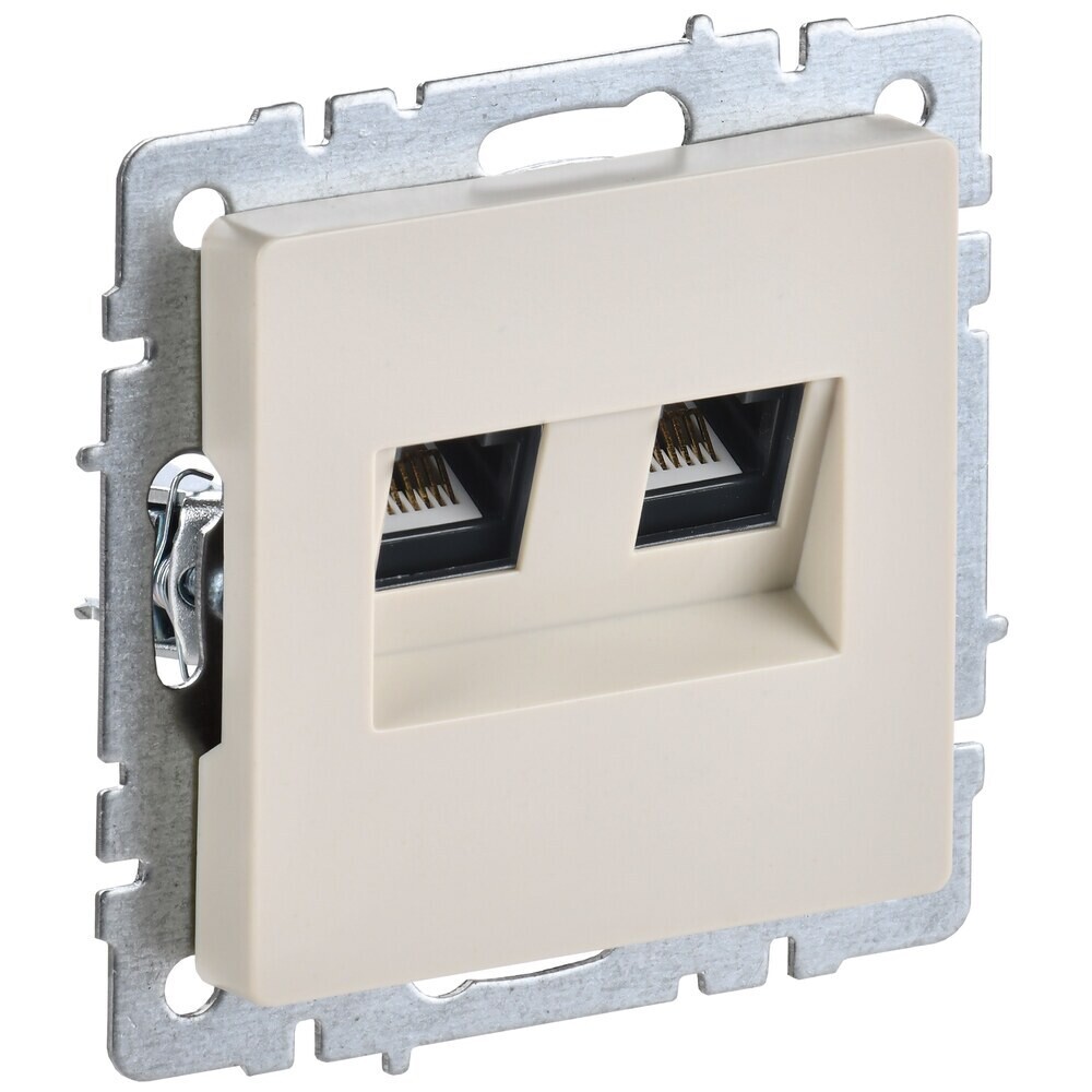 original-3356.jpg Розетка компьютерная IEK Brite РК10-2-БрКр встраиваемая бежевая 2хRJ45 (BR-K20-1-K10) — изображение 1