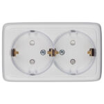 Розетка Hegel Alfa накладная белая тонкая со шторками (РА16-184)