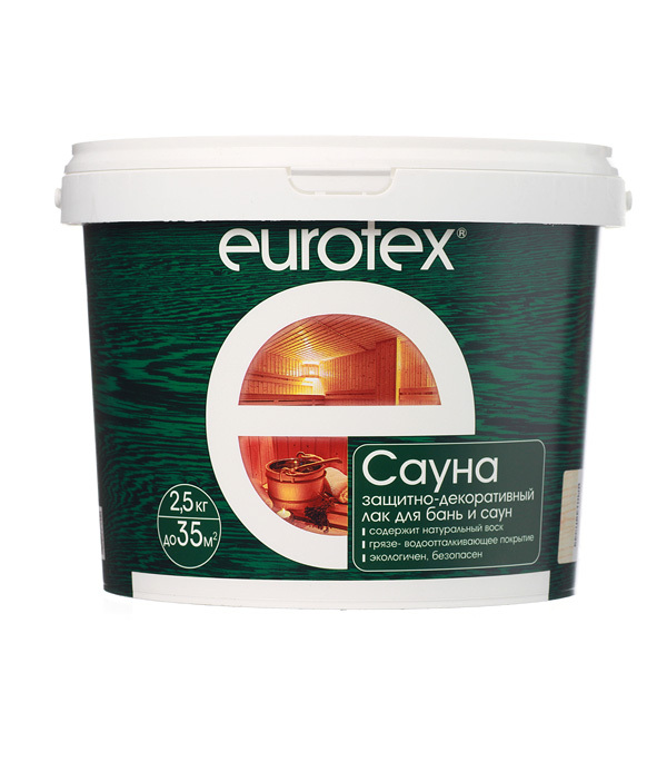 original-34207.jpg Лак Eurotex Сауна для бань и саун акриловый бесцветный 2,5 кг — изображение 1