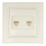 Розетка компьютерная/ телефонная EKF Минск встраиваемая бежевая RJ11/ RJ45 (ERK00-135-20)