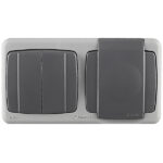 Блок выключатель и розетка Makel Mimoza двухклавишный накладной серый (36064203)