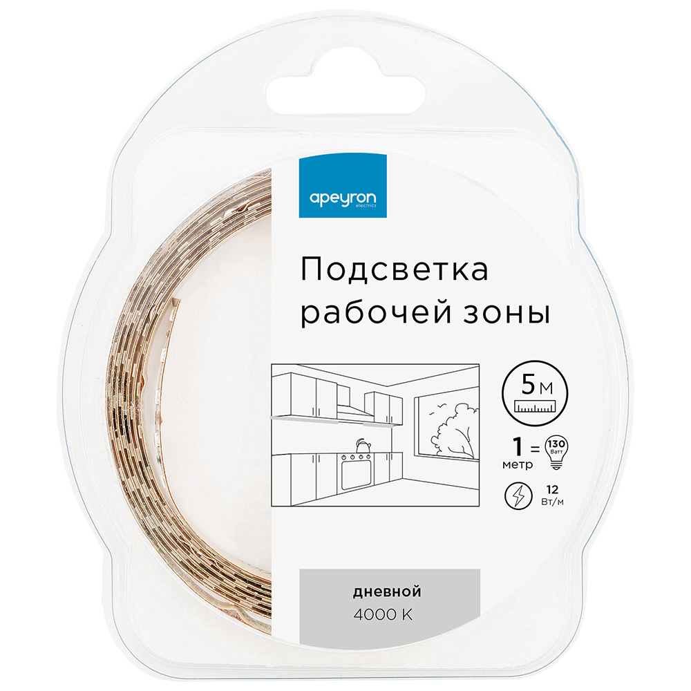 original-35697.jpg Лента светодиодная SMD 5050 4000К 12 В 14,4 Вт/м 5 м IP20 Apeyron (227ПРЗ) — изображение 1