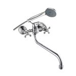 Смеситель для ванны Corsa Deco Flow L хром двухвентильный с длинным изливом с лейкой (1010683)