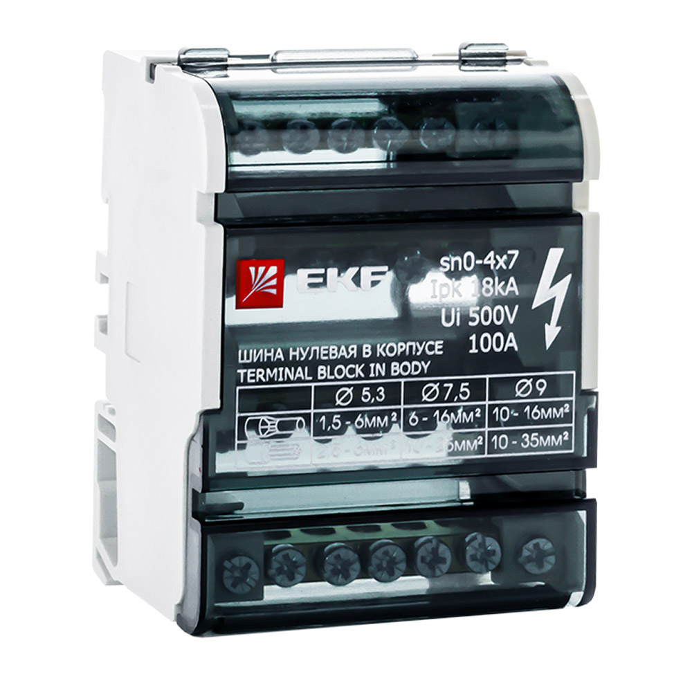 original-35980.jpg Шина нулевая EKF PROxima 4х7 отверстий в корпусе (sn0-4х7) — изображение 1