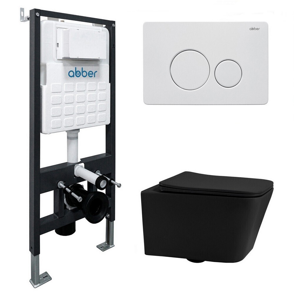 original-37277.jpg Комплект инсталляции Abber с унитазом Rechteck с кнопкой белой и сиденьем микролифт (AC1201MB-AC0105-AC0121MW) — изображение 1