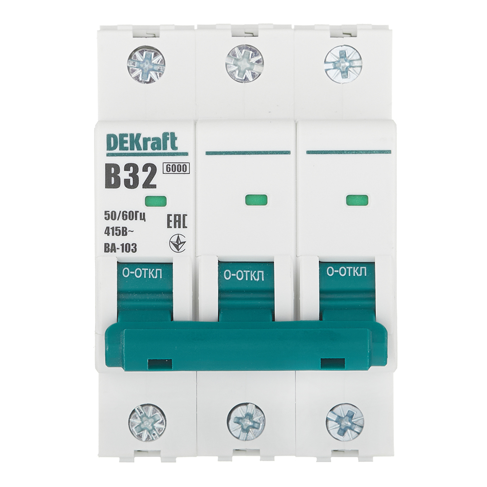 original-3921.jpg Автоматический выключатель модульный Dekraft BA-103 3P 32А тип B 6 кА 230/400 В (12244DEK) — изображение 1
