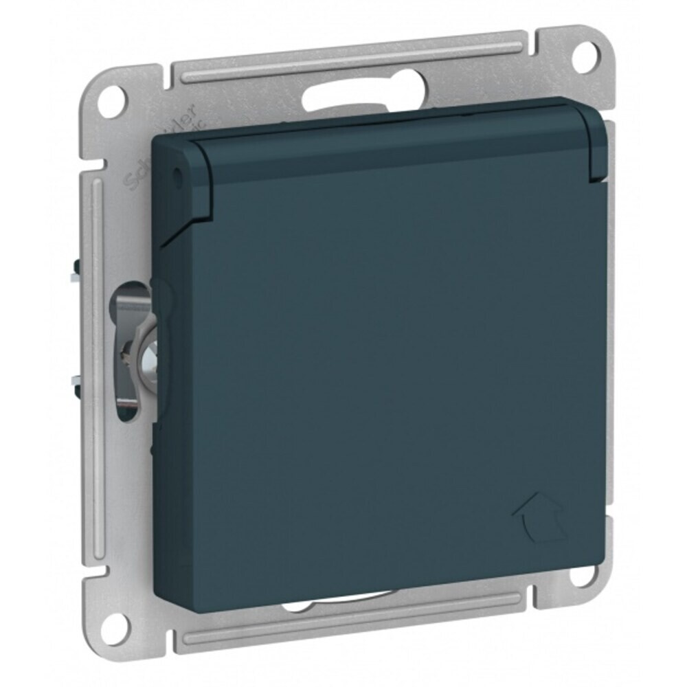 original-4377.jpg Розетка Systeme Electric AtlasDesign встраиваемая изумруд со шторками с крышкой (ATN000846) — изображение 1