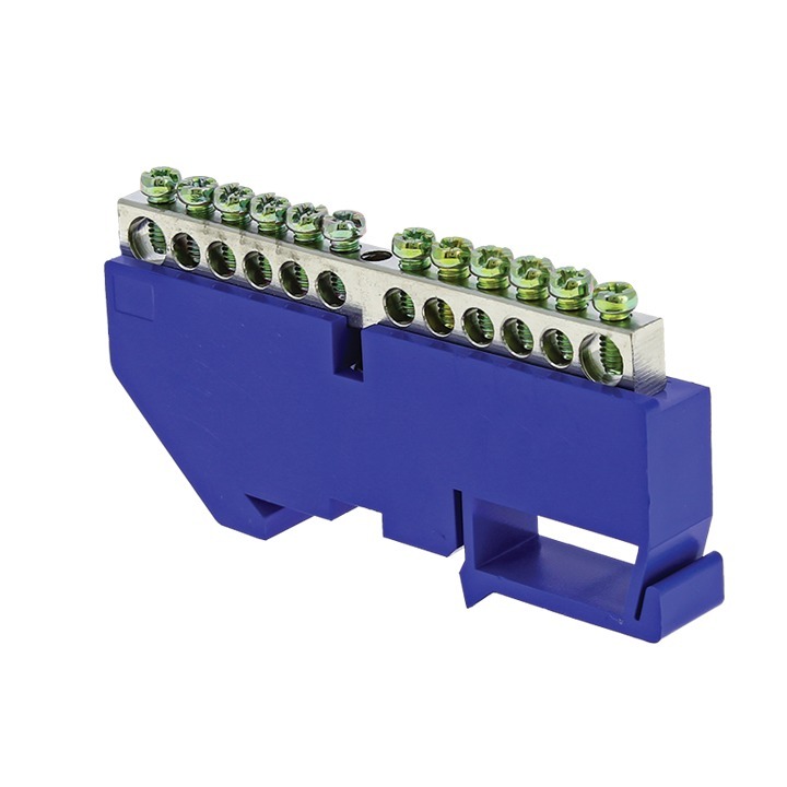 original-4442.jpg Шина нулевая на DIN-изоляторе EKF PROxima 6х9 мм 12 отверстий синяя (20 шт.) (sn1-63-12-d) — изображение 1