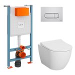 Комплект инсталляции Vitra с унитазом Mia Round с кнопкой хром и сиденьем дюропласт микролифт быстросъем (9873B003-7201)