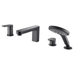 Смеситель на борт ванны WasserKraft Elbe 7400 черный однорычажный с лейкой (7455)