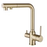 Смеситель для кухни Abber Emotion золото с высоким изливом с подключением к фильтру однорычажный (AF8814G)