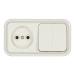 Блок выключатель и розетка Svet двухклавишный накладной бежевый (EV0362-5242)