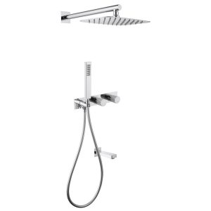 Душевая система Abber Rund встраиваемая с верхним душем с лейкой со смесителем хром (AF8717)