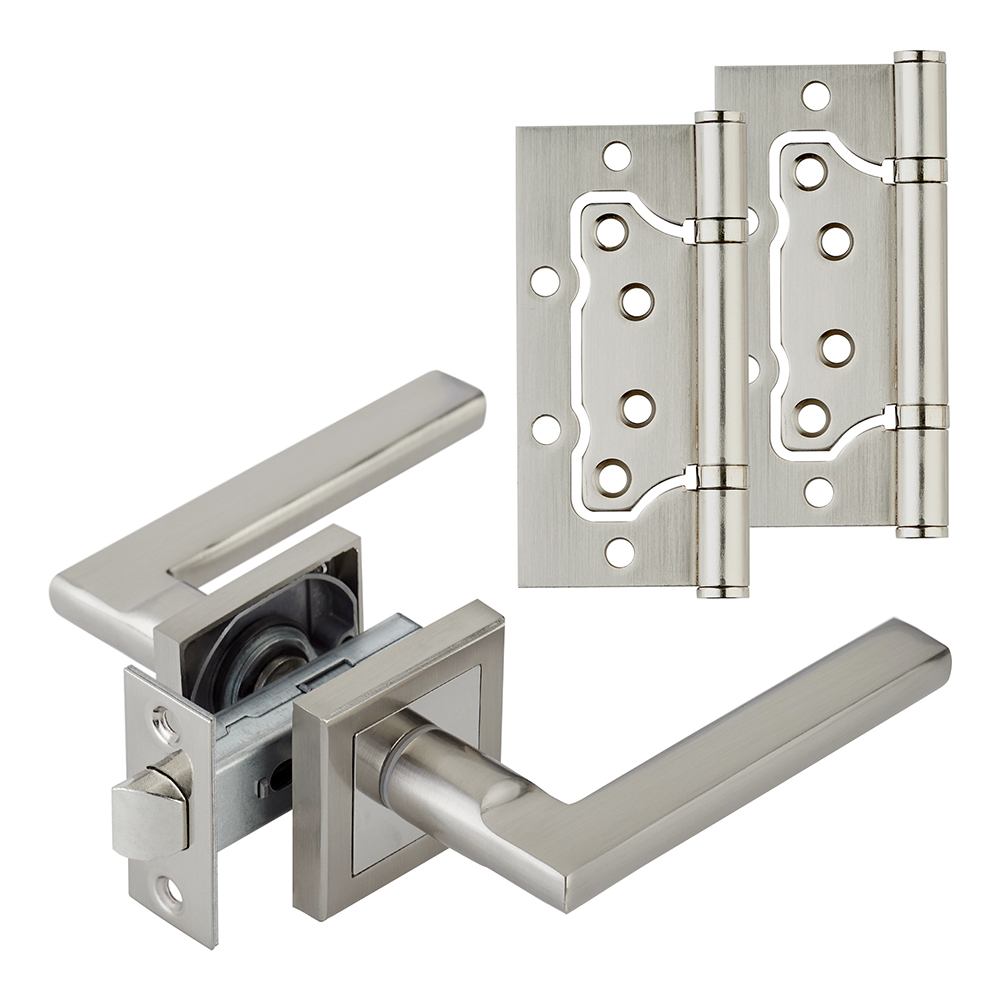 original-5059.jpg Комплект фурнитуры для двери Corsa Deco Primrose с защелкой и петлями квадратная розетка матовый никель (990310) — изображение 1