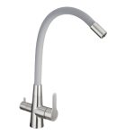 Смеситель для кухни Corsa Deco Pure сталь/серый с гибким изливом с подключением к фильтру однорычажный (966378)